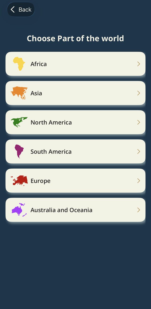 Choosing a part of the world